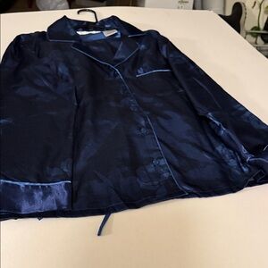 Navy Blue Satin Pajama Top